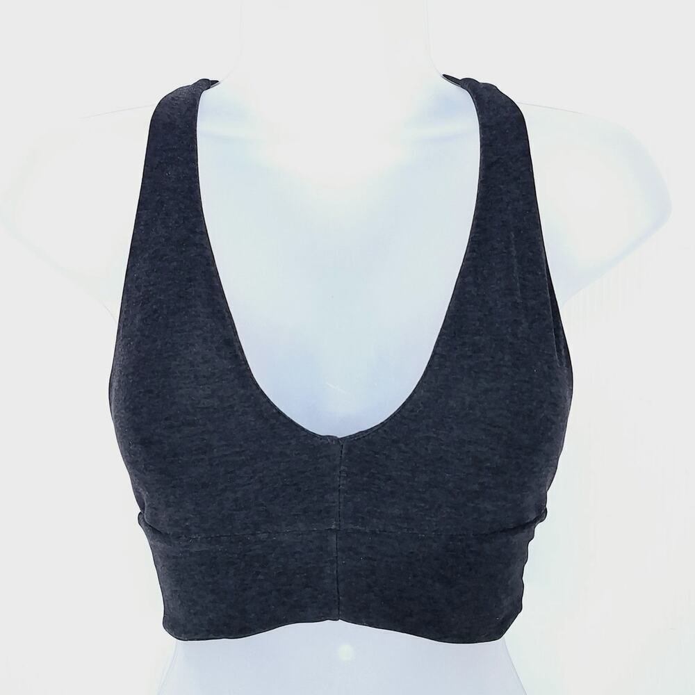 Beyond Yoga Spacedye Sports Bra Crossback Strappy Gray Charcoal Plunge XS